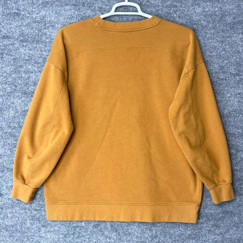 Lululemon Mens Relaxed Fit Crewneck Sweatshirt Mustard Brown Heavyweight - Picture 3 of 5